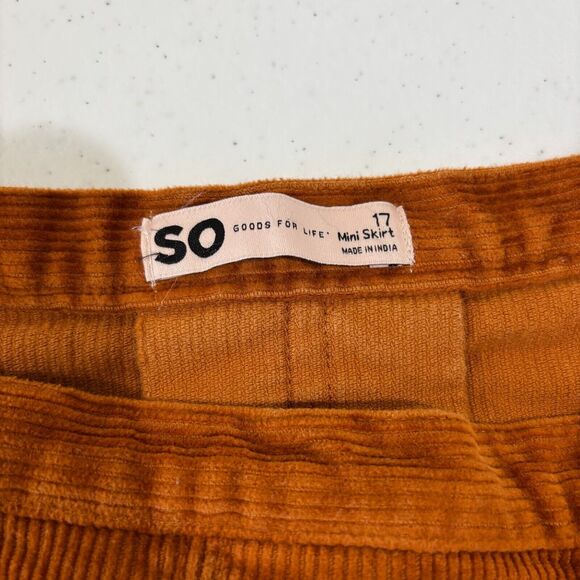 Camel Brown Corduroy Mini Skirt Pleated sz 17 Circle Skater Academic Y2K Preppy - Picture 5 of 8